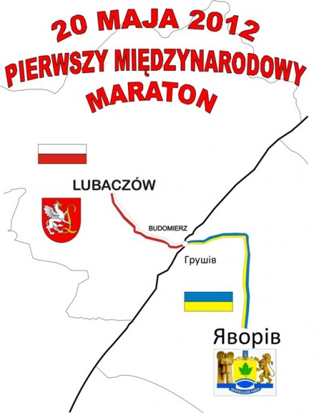 Obraz przedstawiający Przygotowują się do I Międzynarodowego Maratonu Lubaczów-Jaworów