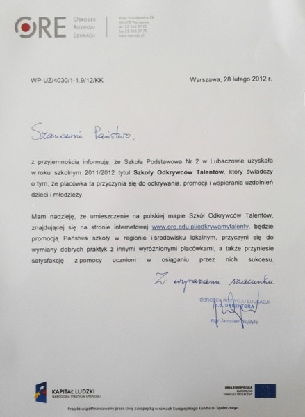 szkola_talentow_nr2_Lubaczow Obraz przedstawiający Lubaczów: "Dwójka" kolejną "Szkołą Odkrywców Talentów"