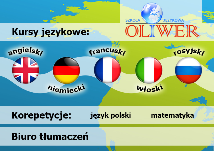 Obraz przedstawiający Szkoła Językowa „OLIWER” zaprasza na kursy językowe oraz korepetycje
