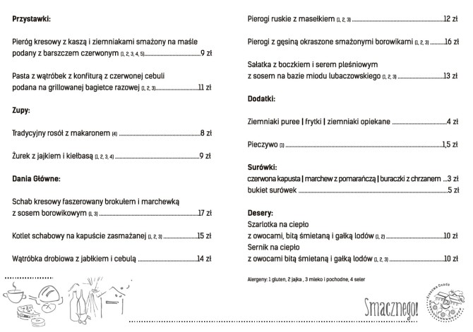 Menu zimowe restauracji.
